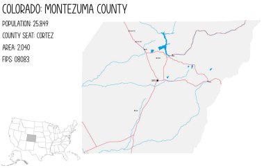 Colorado, Usa 'daki Montezuma ilçesinin geniş ve detaylı haritası..