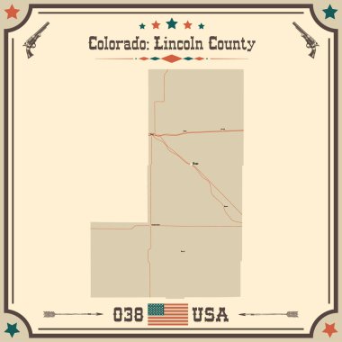 Lincoln County, Colorado 'nun geniş ve doğru bir haritası..