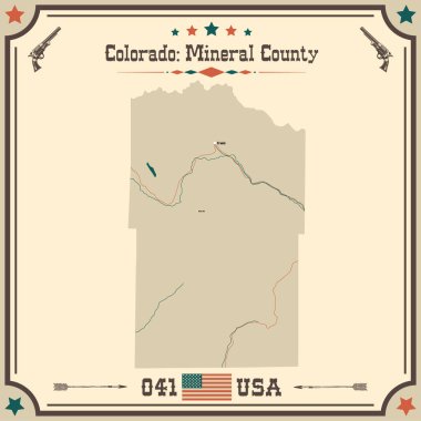 Large and accurate map of Mineral County, Colorado, USA with vintage colors. clipart