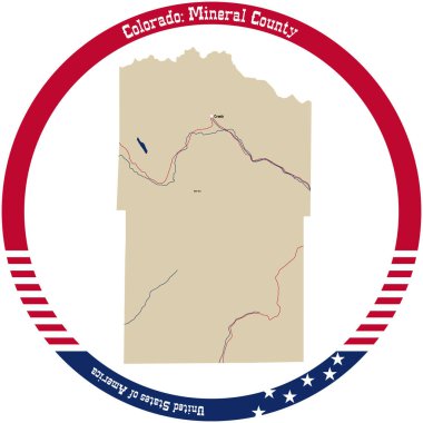 Map of Mineral County in Colorado, USA arranged in a circle. clipart