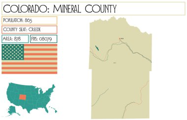 Large and detailed map of Mineral County in Colorado USA. clipart