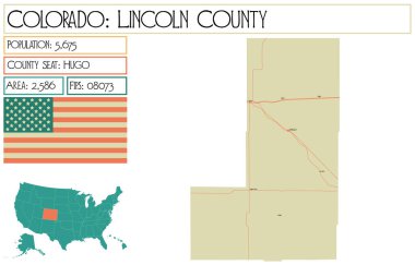Colorado 'daki Lincoln County' nin geniş ve detaylı haritası..