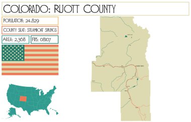 Large and detailed map of Ruott County in Colorado USA. clipart