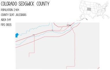 Colorado, Usa 'daki Sedgwick ilçesinin geniş ve detaylı haritası..