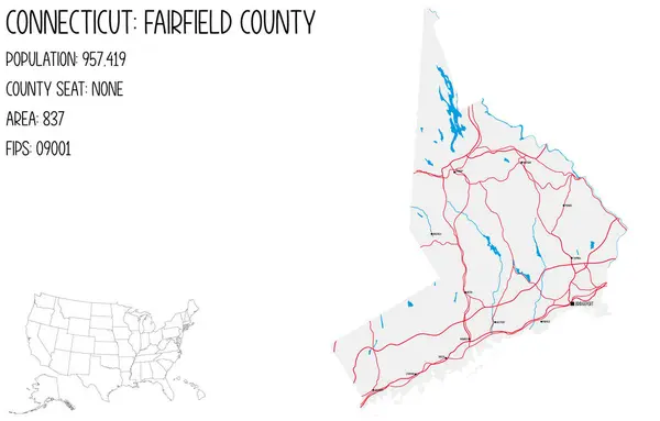 stock vector Large and detailed map of Fairfield County in Connecticut, USA.