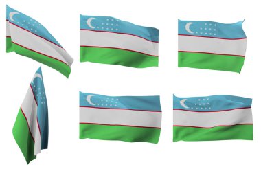 Özbekistan bayrağının altı farklı konumunun geniş resimleri