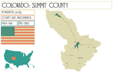 Large and detailed map of Summit County in Colorado USA. clipart