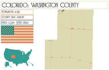 Large and detailed map of Washington County in Colorado USA. clipart
