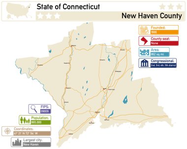 Connecticut 'taki New Haven County' nin detaylı bilgi ve haritası..