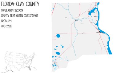 Florida, ABD 'deki Clay ilçesinin geniş ve detaylı haritası..