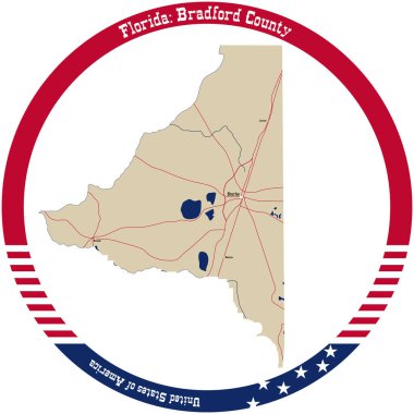 Florida Bradford İlçesi Haritası, ABD bir daire şeklinde düzenlendi.