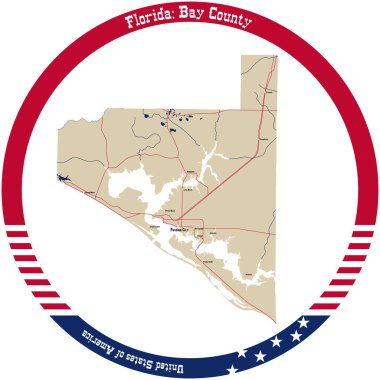 Florida 'daki Bay County' nin haritası bir daire şeklinde düzenlenmiş..