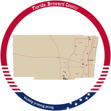 ABD 'nin Florida' daki Broward County haritası bir daire şeklinde düzenlenmiş..