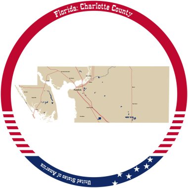Florida, ABD 'deki Charlotte County haritası daire şeklinde dizilmiş..