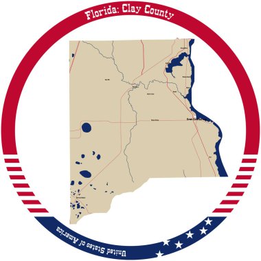 Florida 'daki Clay County' nin haritası..