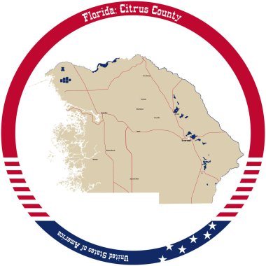 Florida 'daki Citrus County' nin haritası..