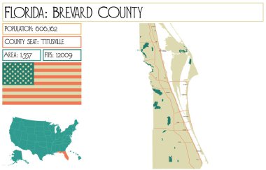 Florida 'daki Brevard County' nin geniş ve detaylı haritası..