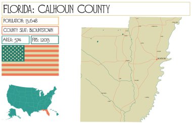 Florida 'daki Calhoun County' nin geniş ve detaylı haritası..