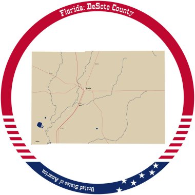 Florida 'daki DeSoto İlçesi Haritası, ABD bir daire oluşturdu..