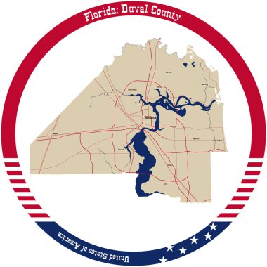 Florida, ABD 'deki Duval County haritası daire şeklinde dizilmiş..