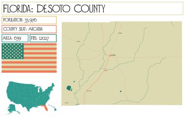 Florida 'daki DeSoto County' nin geniş ve detaylı haritası..