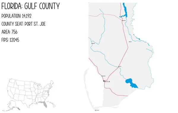 stock vector Large and detailed map of Gulf County in Florida, USA.