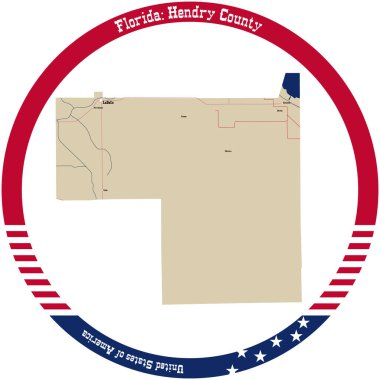 Florida 'daki Hendry County' nin haritası bir daire şeklinde düzenlenmiş..