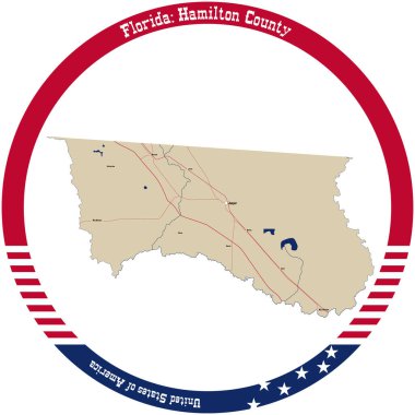 Florida, ABD 'deki Hamilton County haritası bir daire şeklinde düzenlenmiş..