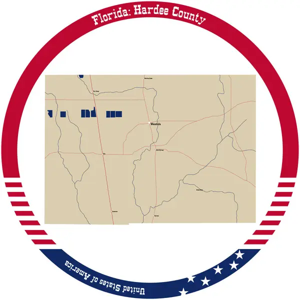 stock vector Map of Hardee County in Florida, USA arranged in a circle.