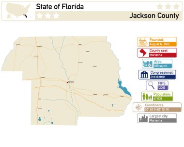 Florida 'daki Jackson County' nin detaylı bilgi ve haritası..