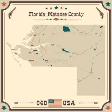 Matanee County 'nin geniş ve doğru haritası, Florida, ABD.