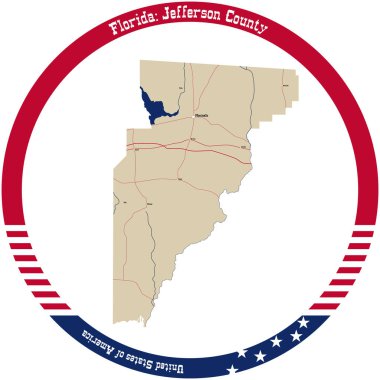Florida, ABD 'deki Jefferson County haritası daire şeklinde dizilmiş..