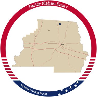 Florida, ABD 'deki Madison County haritası daire şeklinde dizilmiş..