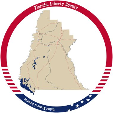 Florida 'daki Liberty County' nin haritası..