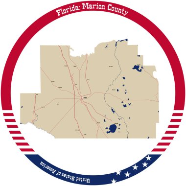 Florida, ABD 'deki Marion County haritası daire şeklinde dizilmiş..