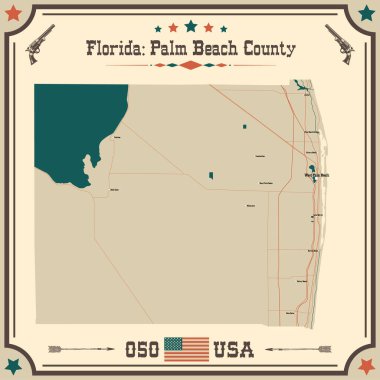 Palm Beach County, Florida 'nın geniş ve doğru bir haritası..