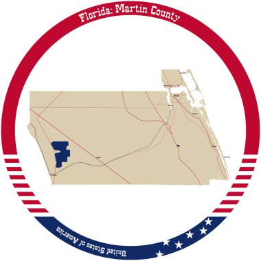 Florida, ABD 'deki Martin County haritası daire şeklinde dizilmiş..