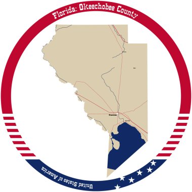 Florida 'daki Okeechobee County' nin haritası..