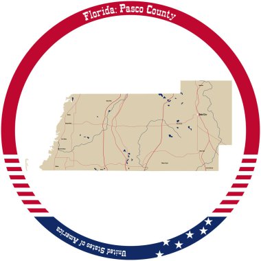ABD 'nin Florida' daki Pasco İlçesinin haritası bir daire şeklinde düzenlenmiş..