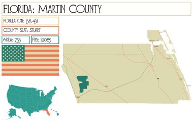 Florida 'daki Martin County' nin geniş ve detaylı haritası..