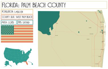 Florida 'daki Palm Beach County' nin geniş ve detaylı haritası..