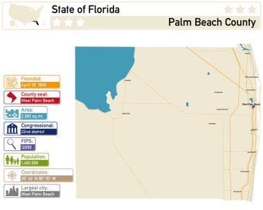 Florida 'daki Palm Beach County' nin detaylı bilgi ve haritası..