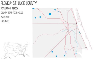 Florida, ABD 'deki St. Lucie County' nin geniş ve ayrıntılı haritası..
