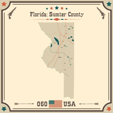 Sumter County, Florida 'nın geniş ve doğru bir haritası..