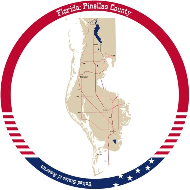 Florida 'daki Pinellas County Haritası..
