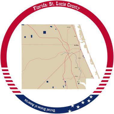 Florida 'daki St. Lucie İlçesinin haritası..