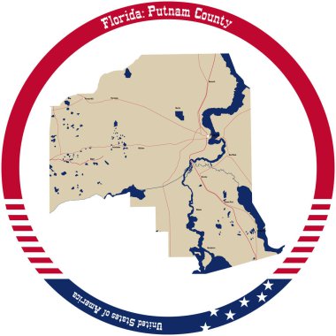 Putnam County 'nin Florida' daki haritası bir daire şeklinde dizilmiş..