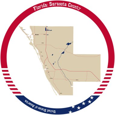 Florida 'daki Sarasota İlçesinin haritası..