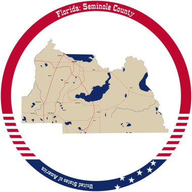 Florida 'daki Seminole County' nin haritası..