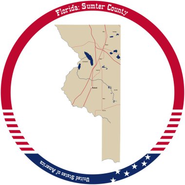 Florida Sumter County Haritası, ABD daire şeklinde dizilmiş..